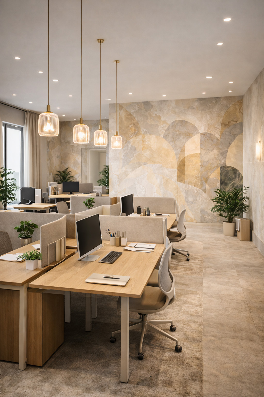 Wallpaper installation for a business space in San Diego