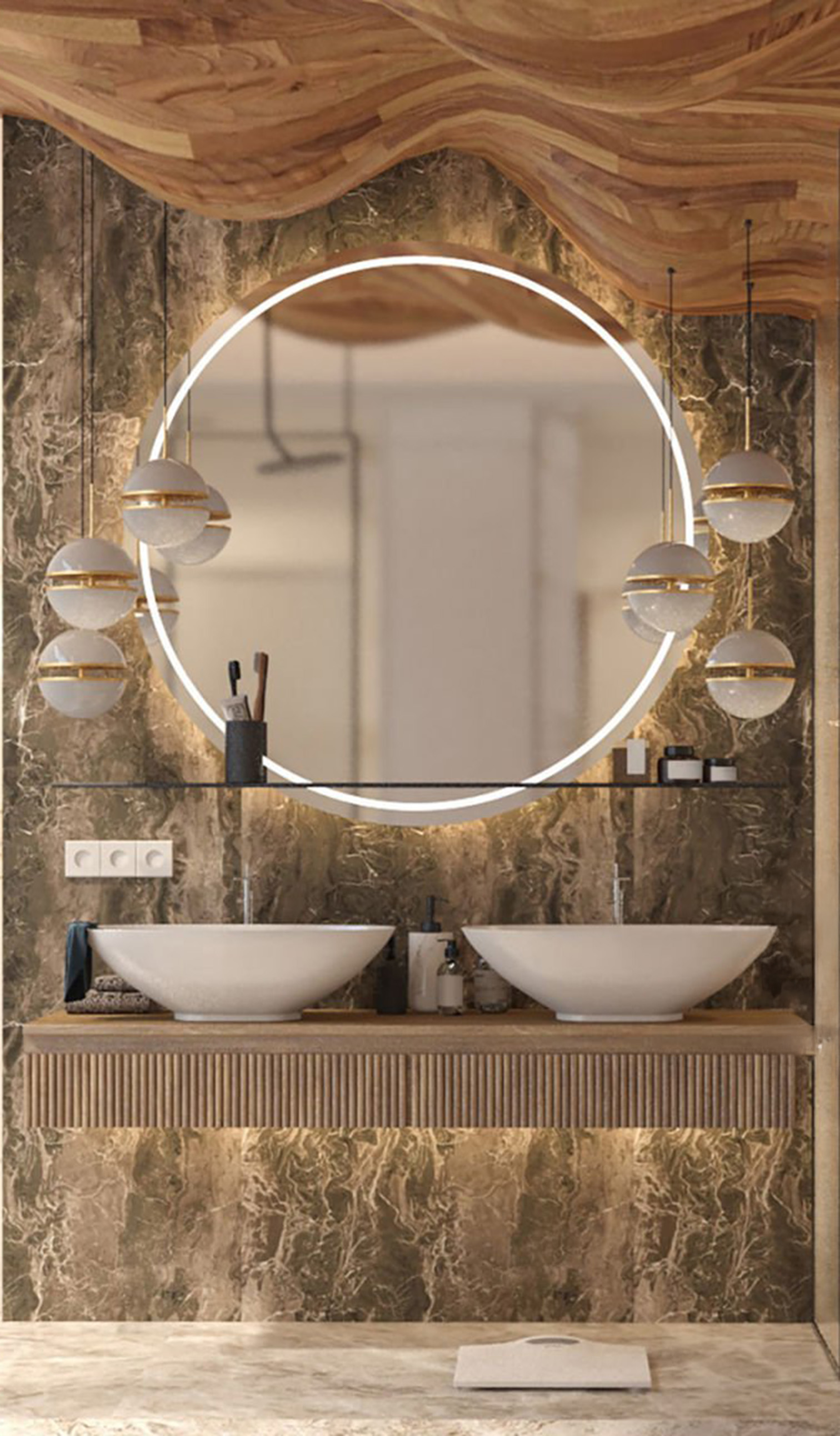 Custom wallpaper installation with aligned pattern in San Diego