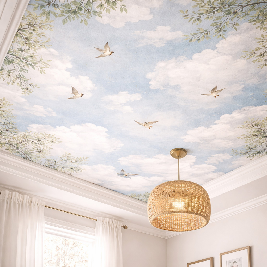 Ceiling Wallpaper Installation