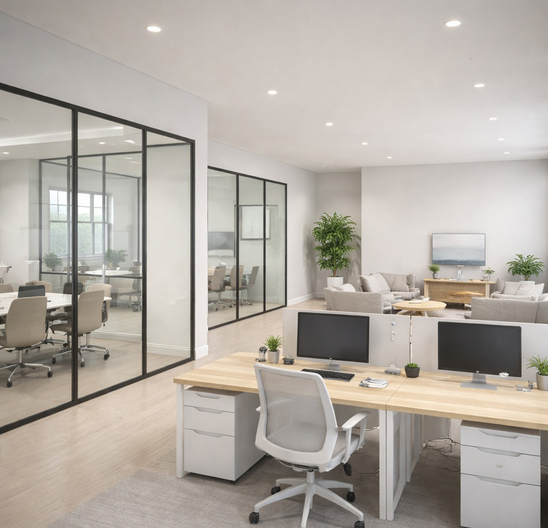 Light commercial interior painting in a studio or office