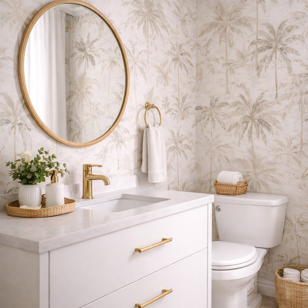 Powder Room Wallpaper Installation