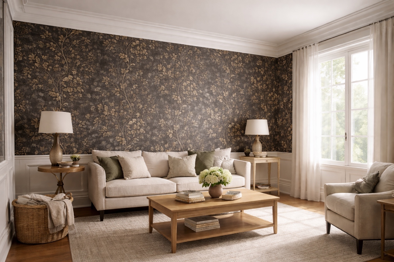 Wallpaper installed on an interior wall