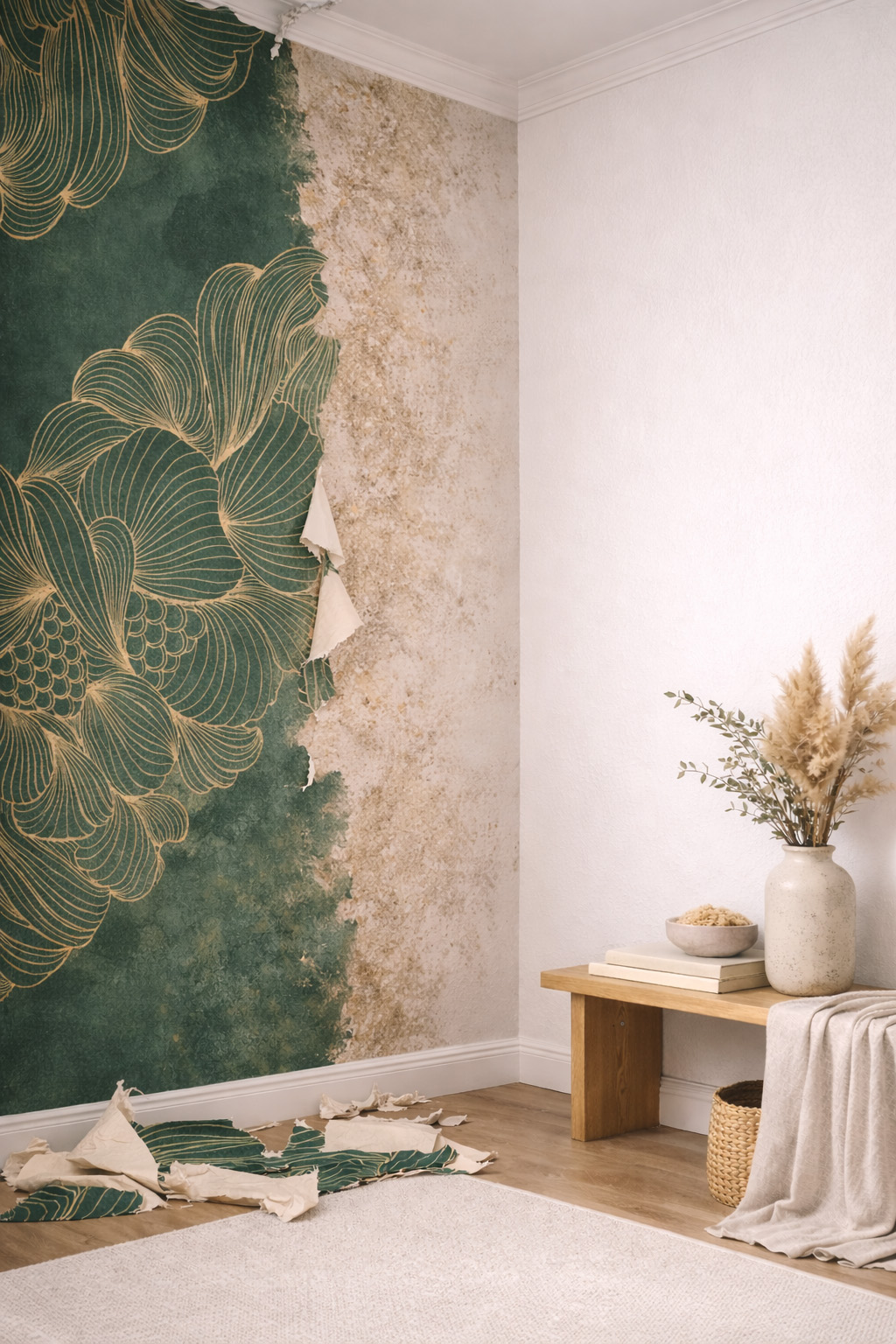 Wallpaper removal and wall preparation